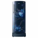 Samsung 212 L 5 Star Direct Cool Single Door Refrigerator(RR22N385XU8/HL, Blooming Saffron Blue, Base Stand with Drawer, Inverter Compressor)